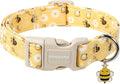 DOGWONG Yellow Bee Dog Collar- Cute Fun Dog Collars Adjustable Designer Spring Puppy Yellowe Dog Collar for Small Medium Large Dogs XS