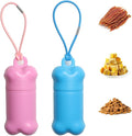 2 Pieces Portable Airtight Dog Training Treat Pouch, Mini Treat Holder Small Dog Treat Bag for Training, Puppy Snacks Container (Blue&Pink)