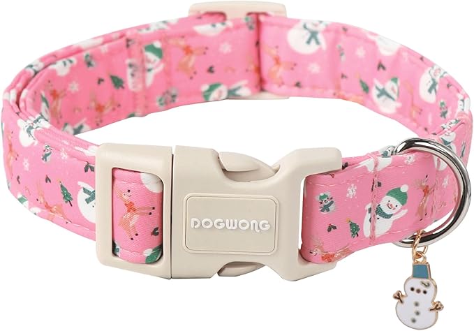 DOGWONG Cute Designer Blue Dog Collar - Adjustable Deer Collar for Small to Large Dogs