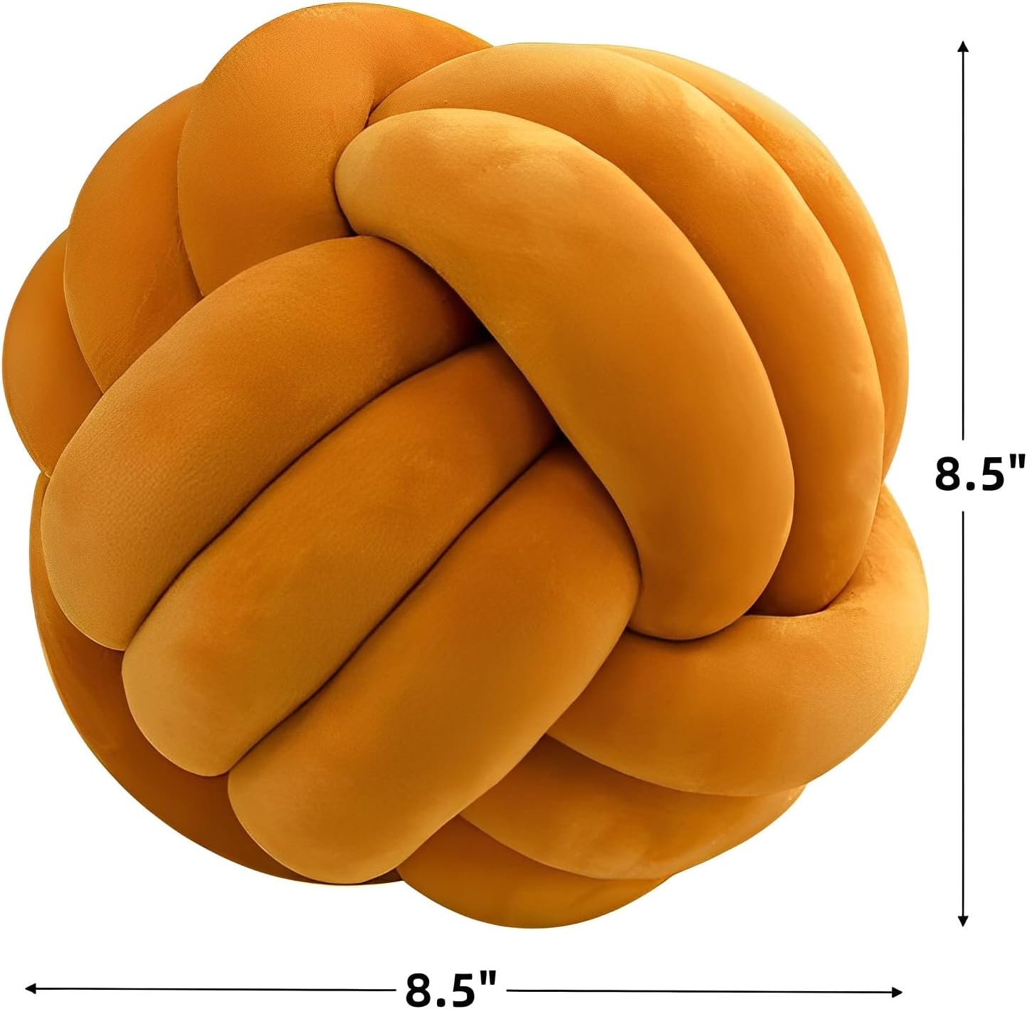 Knot Ball Pillows, Round Throw Pillow Cushion Home Decoration Soft Plush Pillow, Throw Knotted Ball Pillow Handmade Children Room Decoration Round Plush Toy Pillow (Caramel,8.5"/22cm)