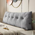 Queen Size Headboard Pillow Wedge Long Backrest Positioning Support for Sitting up Sleeping in Daybed Sofa Couch Wedge Bed Gap Filler Rest Large Reading Pillow with Side Pocket Bolster Cushion