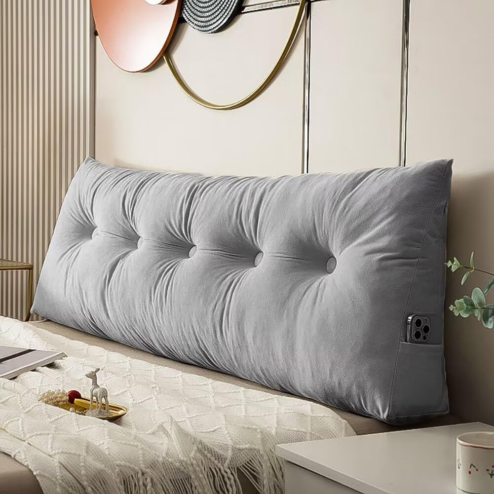 Triangular Wedge Headboard Pillows Twin Dorm Headboard Pillow Long Backrest Positioning Support for Sleeping Back Pillow for Bed Sitting Up Wedge Pillow Reading Bed Lumbar Pillow
