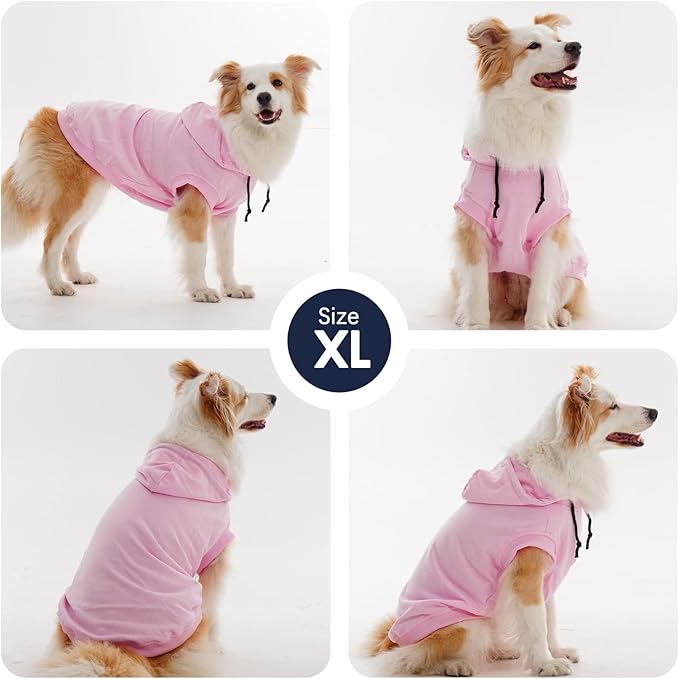 IECOii Large Dog Hoodie, XL Dog Sweater for Large Dogs Girl Hooded Sweatshirt,Spring Fall Dogs Pullover for Beagle, Border Collie, Indoor Cozy & Outdoor Play, Pink, XLarge (No Fleece Lined)