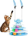 Cat Toy Interactive Pet Plaything for Indoor Kitten Interactive Kitty Puzzle Ball with 2 Cat-Tease (Blue)