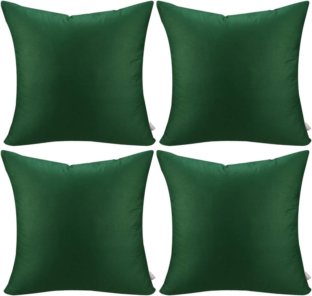 4-Pack 100% Cotton Comfortable Solid Decorative Throw Pillow Case Square Cushion Cover Pillowcase Sublimation Blank Pillow Covers(Cover Only,No Insert)(16x16 inch/ 40x40cm, Christmas Green)