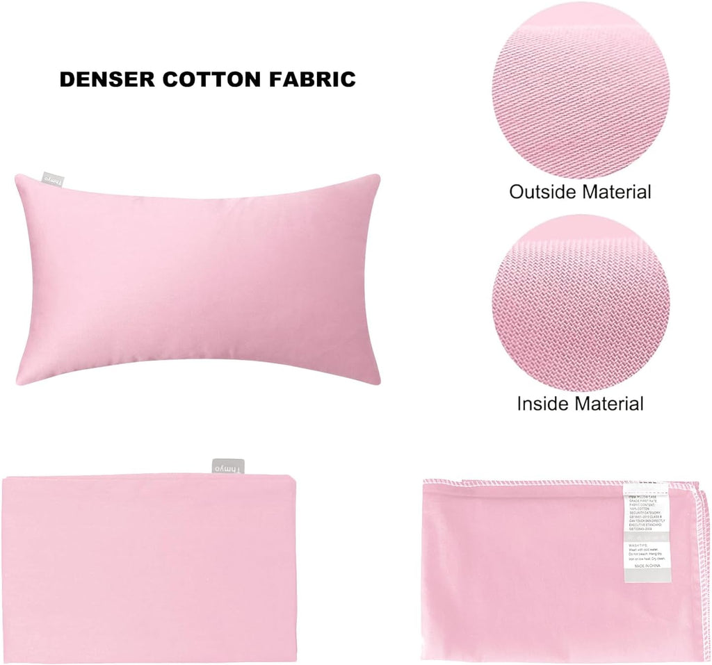 4-Pack 100% Cotton Lumbar Comfortable Solid Decorative Throw Pillow Case,Thmyo Rectangle Cushion Cover Pillowcase Sublimation Blank Pillow Covers DIY Throw Pillowcase(12x20inch/30x50cm, Pink)