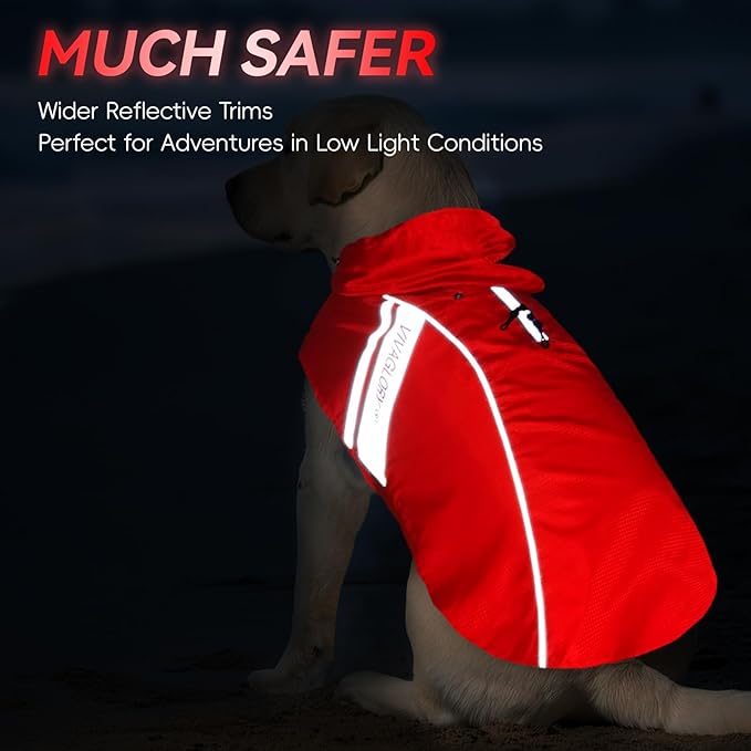 VIVAGLORY Wetoff Dog Raincoat, Rain Coat for Dog All Seasons Adventure, Rain Jacket with Harness Hole & Hood, Reflective Lightweight Waterproof for Doggy & Puppy, XS, Red