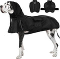 Dog Raincoat, Waterproof Rain Jacket for Large Dogs Poncho with Leash Hole Convertible Hood/Collar Reflective Rain Coat, Lightweight Breathable Stay Secure Walking (Black, XXXL)