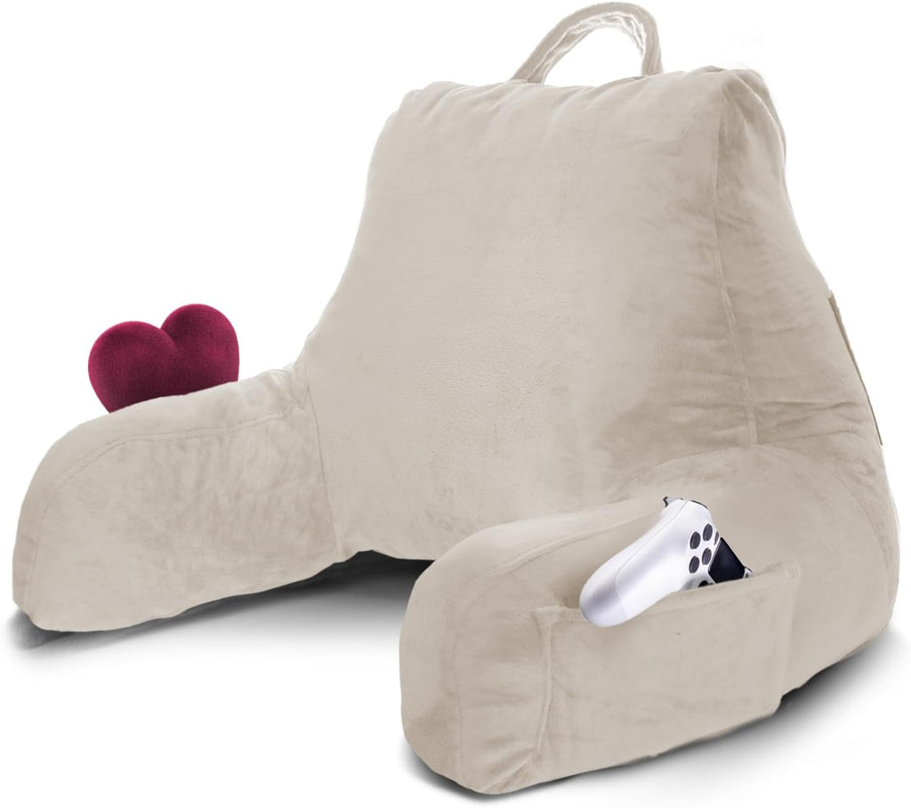 Nestl Reading Pillow for Kids & Teens with Shredded Memory Foam, Backrest Pillows for Reading, Watching, and Gaming, Use on The Couch, Bed, or Floor, Adjustable Support with Washable Cover Linen