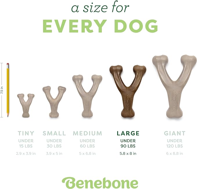 Benebone Wishbone Durable Dog Chew Toy for Aggressive Chewers, Made in USA, Large, Real Bacon Flavor