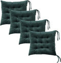 Set of 4 Chair Cushions for Dining Chairs with Ties, Indoor Non-Slip Kitchen Chair Pad and Dining Room Seat Cushion Mat for Office Living Room Outdoor 15.5" - Dark Green