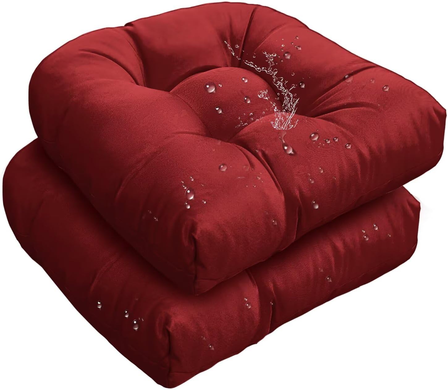 18 x 18 Outdoor Seat Cushions Set Waterproof Patio Seat Pad Burgundy Rocking Chair Cushion with Ties for Indoor Outdoor