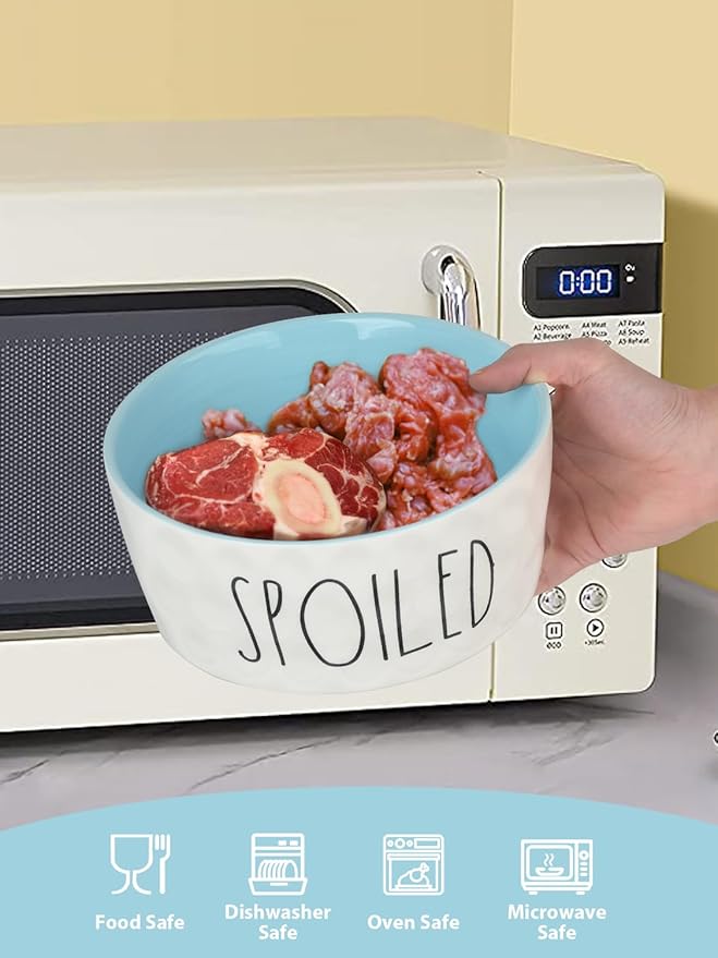 70OZ Ceramic Dog Bowl - 8'' Extra Large Food Water Dog Bowl, Heavy Duty Non-Slip Dog Dish for Medium and Large Dogs, Food Grade Porcelain Pet Feeder Bowl, Microwave & Dishwasher Safe, Blue