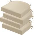 idee-home Outdoor Chair Cushions Set of 4, Thick 19" x 19" x 3" Outdoor Seat Cushions Patio Furniture Waterproof with Ties, Dining Pads