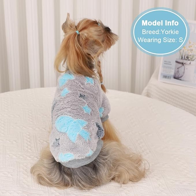 Dog Sweater Glow in The Dark Girl Pink Small Fleece Clothes Winter Soft Thickening Warm Puppy for Dogs Boy Teacup Yorkie Chihuahua (XS,Grey)