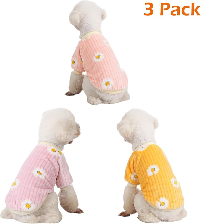 Dog Sweater, 3 Pack Dog Sweaters for Small Dogs, Dog Clothes for Small Dogs Girl Boy, Ultra Soft and Warm Puppy Sweater Dog Coat for Winter Christmas (X-Large, Dy Pink+Dy Purple+Dy Yellow)