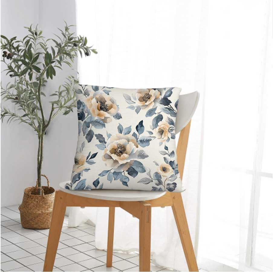 Throw Pillow Covers 18x18 Set of 2, Flowers Cushion Covers, Decorative Square Pillowcases for Couch, Bedroom, Living Room