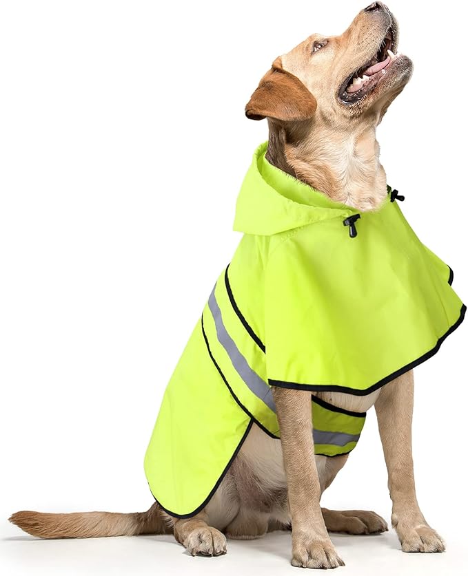 Dog Raincoat Hooded - Adjustable Lightweight Pet Slicker Poncho Rain Coat, Safety Reflective Dog Rain Jacket Raincoats with Leash Hole for Small, Medium, Large Dogs (Medium, Green)