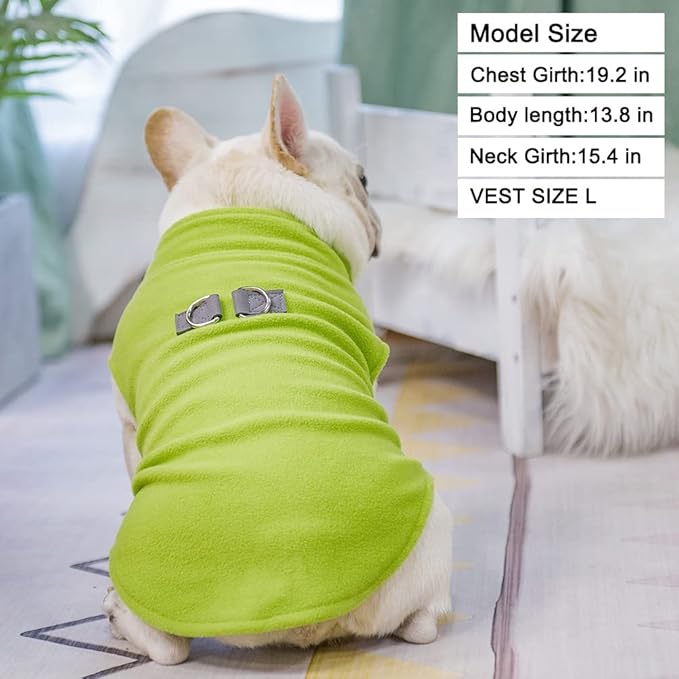 BEAUTYZOO Dog Fleece Vest Sweater Winter Jacket for Small and Medium Large Dogs with D-Ring Leash Cold Weather Coat Hoodie for XS S M Dogs Boy or Girls, Green S