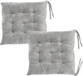2 Pack Square Seat Cushion Chair Pads for Kitchen Dining Chairs, Soft Comfort Velvet Chair Mat Pillow Cushions with Ties for Office Desk Living Room Tatami 15.5", Gray