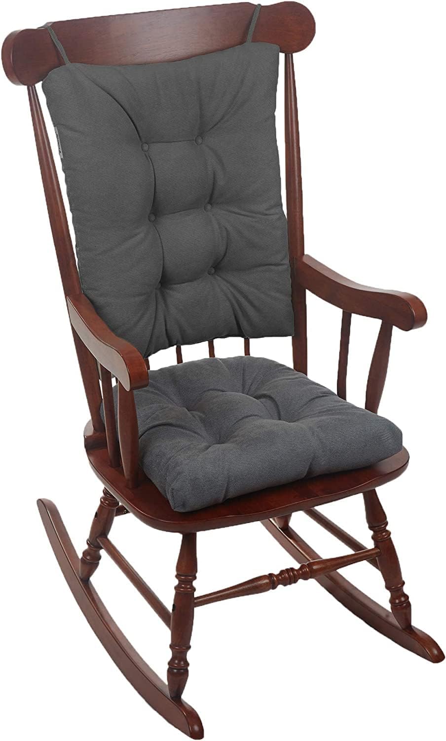 Klear Vu Omega Non-Slip Rocking Chair Cushion Set, Assembled in USA, Thick Padding & Tufted Design, Includes Seat Pad & Back Pillow with Ties, 17x17 Inches, 2-Piece Set, Twillo Bluestone