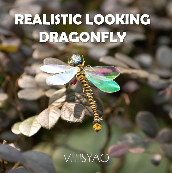 Cat Insect Feather Toys Replacement - 2 Pcs Handmade Natural Dragonfly - Cat Toy Wand Refills - Interactive Kitten Teaser Wand Attachments - Cat Toys for Indoor Cats Play