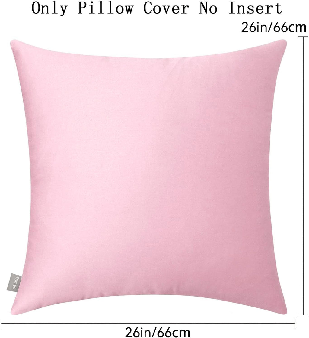 4-Pack 100% Cotton Comfortable Solid Decorative Throw Pillow Case,Thmyo Square Cushion Cover Pillowcase Sublimation Blank Pillow Covers DIY Throw Pillowcase for Sofa Couch(26x26 inch/ 66x66cm, Pink)