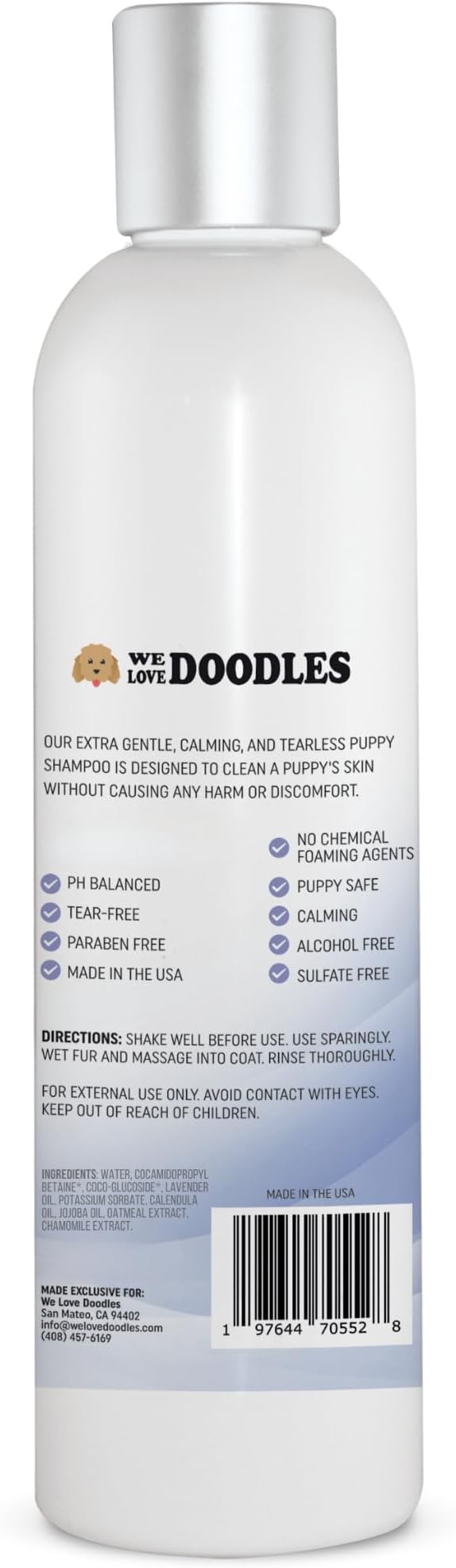 Puppy Shampoo & Conditioner | Made in USA | Tear Free | Best Shampoo for Puppies | Sensitive & Itchy Skin Wash | Oatmeal Bathing | Tearless, Lavender, 8oz [We Love Doodles]