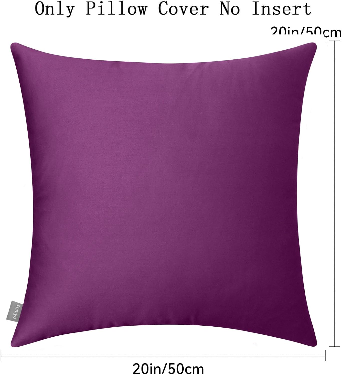 4-Pack 100% Cotton Comfortable Solid Decorative Throw Pillow Case,Thmyo Square Cushion Cover Pillowcase Sublimation Blank Pillow Covers DIY Throw Pillowcase(20x20 inch/ 50x50cm,Dark Reddish Purple)