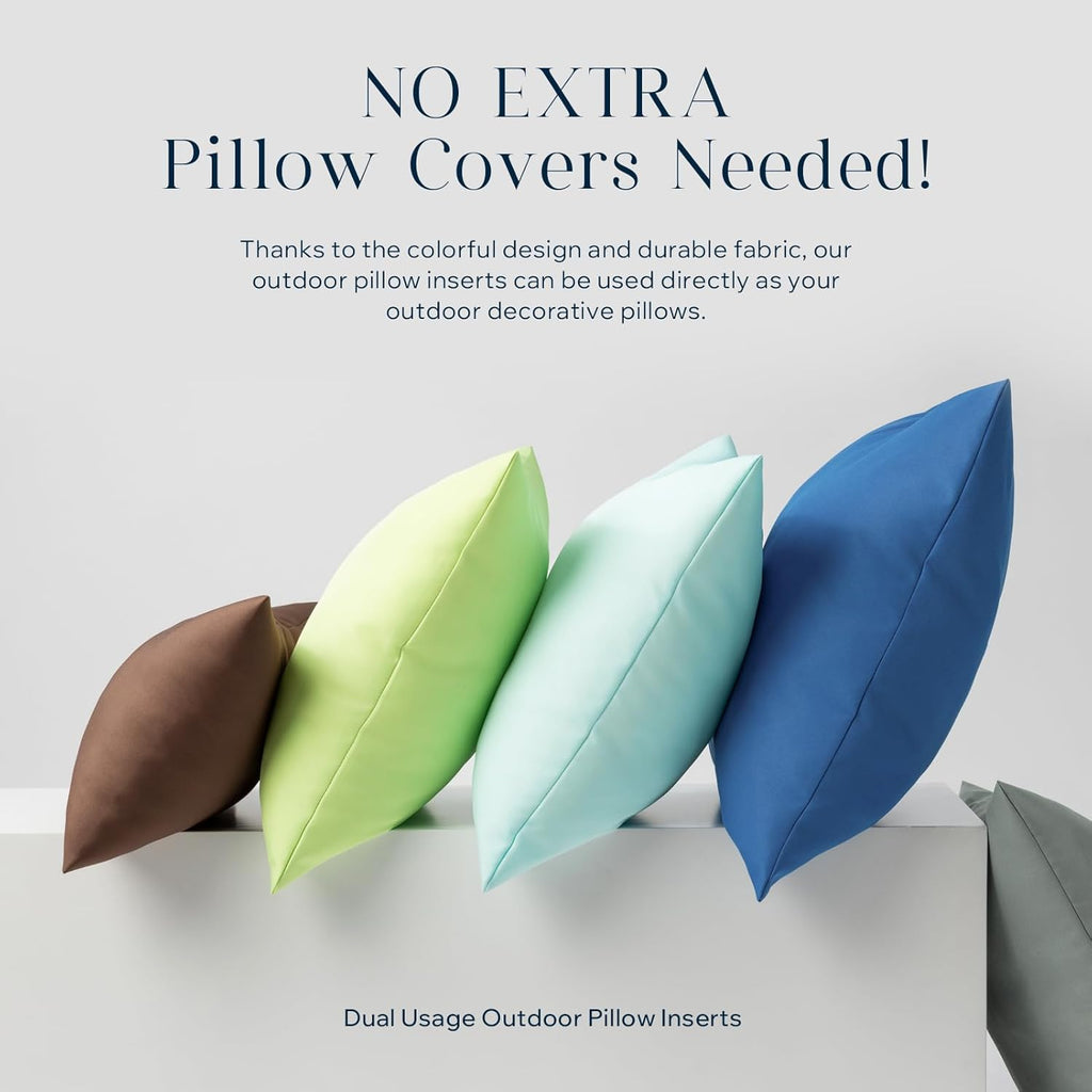 Phantoscope Pack of 2 Premium Outdoor Pillow Inserts, Dual Usage Waterproof Throw Pillows No Cover Needed, Decorative Couch Sham Cushion Stuffer Patio Couch Tent, White 20 x 20 Inches