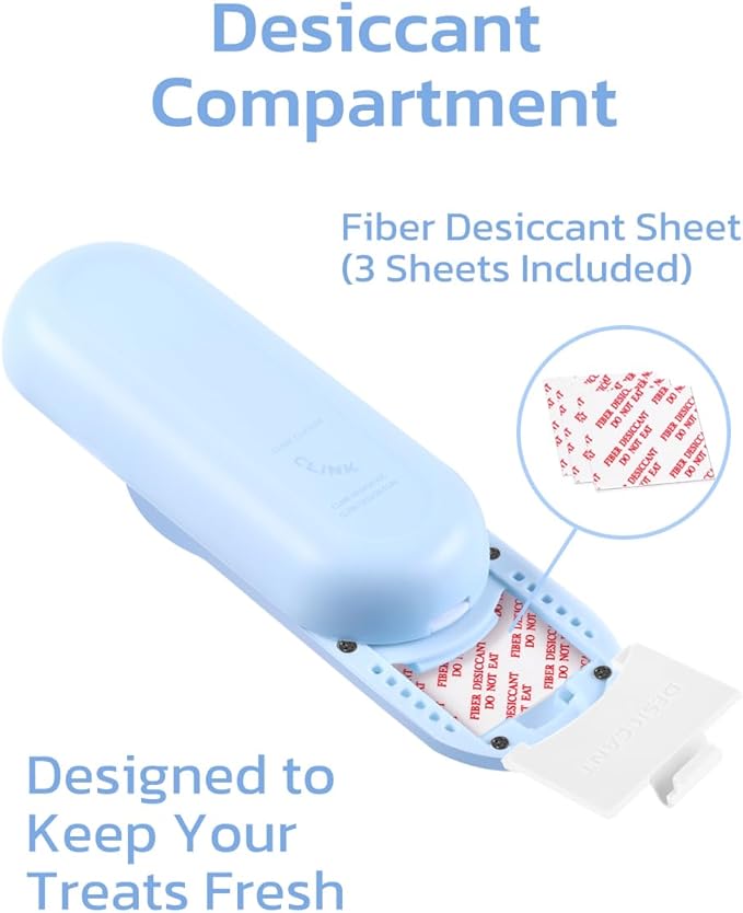 Clink Design Clicker Dog Trainer & Dog Treat Pouch Alternative, Puppy Essentials Dual Use 2 in 1 Dog Clicker for Training - Durable, Light (2.36 oz), Easy to Clean & Handle, Innovative Design, Blue