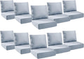6" Thick Outdoor Cushions 24x24x6, 10-Set Deep Seat Patio Cushions with Removable Cover, Waterproof & Fade Resistant Replacement for Wicker Chair, Loveseat, Sofa - Baby Blue