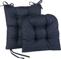 Klear Vu Omega Non-Slip Rocking Chair Cushion Set, Assembled in USA, Thick Padding & Tufted Design, Includes Seat Pad & Back Pillow with Ties, 17x17 Inches, 2-Piece Set, Solid Indigo