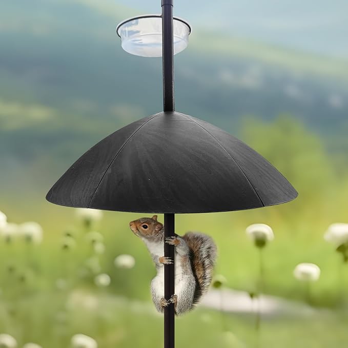 Bird Feeder, 91In Bird Feeder Pole with Squirrel Baffle, Shepherds Hooks for Outdoor Heavy Duty for Attracting Wild Birds, Easy Assembly for Courtyards(Weld, Black 91IN)