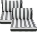 AAAAAcessories Outdoor Deep Seat Cushions, Waterproof, Fade-Resistant Patio Furniture Replacement Cushions, 25.5" x 25.5" x 5" + 25.5" x 13.5", Set of 2, Gray Cabana Stripe
