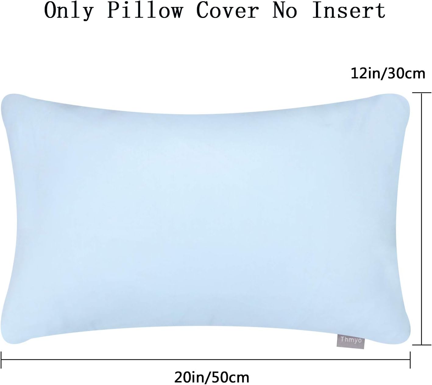 4-Pack 100% Cotton Lumbar Comfortable Solid Decorative Throw Pillow Case,Thmyo Rectangle Cushion Cover Pillowcase Sublimation Blank Pillow Covers DIY Throw Pillowcase(12x20inch/30x50cm, Light Blue)