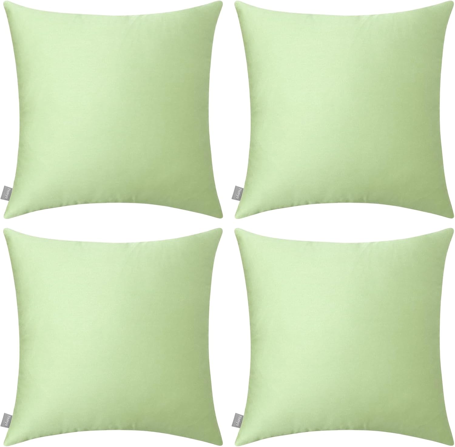 Thmyo 4-Pack 100% Cotton Comfortable Solid Decorative Throw Pillow Case Square Cushion Cover Pillowcase Sublimation Blank Pillow Covers(18x18 inch/ 45x45cm, Light Pea Green)