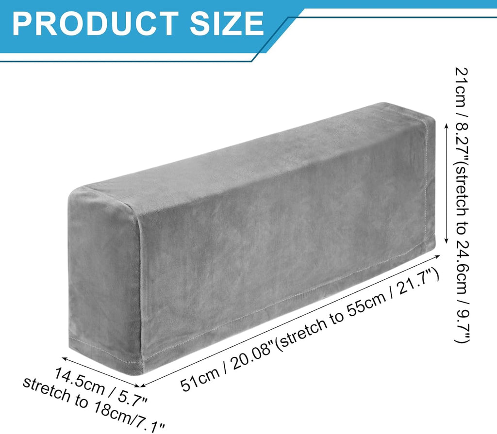 uxcell 4Pcs Stretch Armrest Covers, Polyester Soft Armchair Slipcovers Couch Recliner Arm Cover for Chair Sofa Protector, Grey