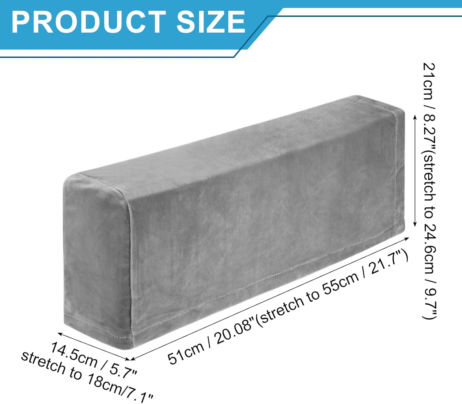 uxcell 4Pcs Stretch Armrest Covers, Polyester Soft Armchair Slipcovers Couch Recliner Arm Cover for Chair Sofa Protector, Grey