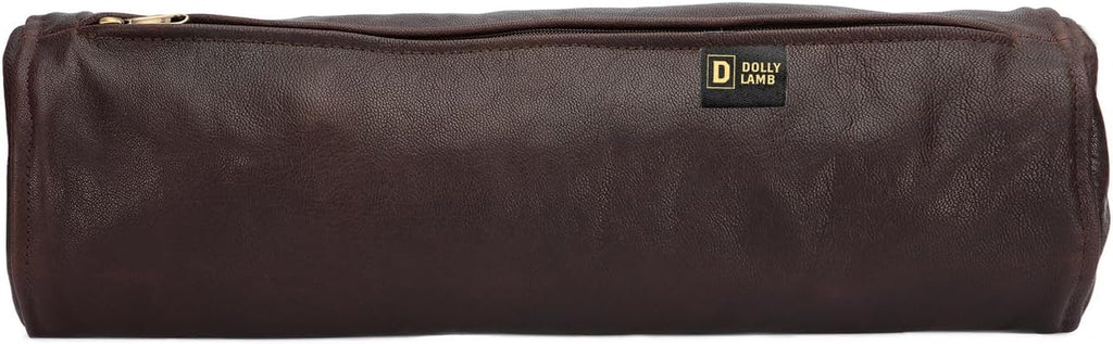 D DOLLY LAMB Goat Leather Cylindrical Cushion Covers - Round Cervical Roll Cylinder Bolster Pillow Cover | Designed for Head, Neck, Back, and Legs, 6x22 Inches - Brown Pack of 1