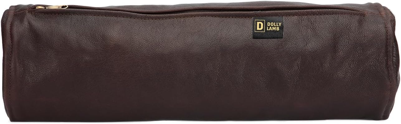 D DOLLY LAMB Goat Leather Cylindrical Cushion Covers - Round Cervical Roll Cylinder Bolster Pillow Cover | Designed for Head, Neck, Back, and Legs, 5x22 Inches - Brown Pack of 2