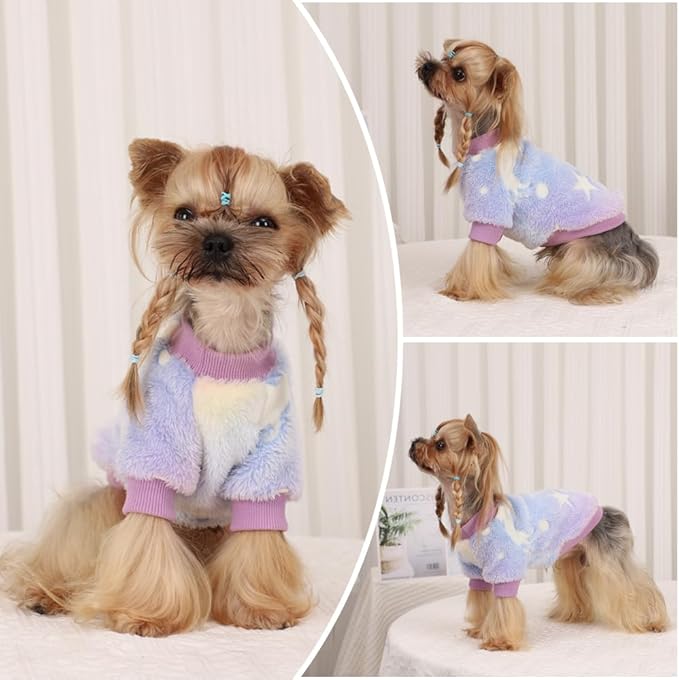 Dog Sweaters for Medium Dogs Girl Male, Soft Fleece Sweater, Glow in The Dark Pet Dog Winter Clothes for Medium Dogs Boy Girl, Fuzzy Sweatshirts Flannel Jacket Puppy Coat,M,Pink
