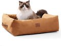20In Dog Bed for Small Medium Sized Dogs and Cats - Washable Rectangle Puppy Bed for Indoor Outdoor, Cozy Pet Bed with Support Pillow & Non-Slip Bottom(Brown, Small)
