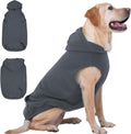 IECOii XXL Dog Hoodie for Large Dogs, Fleece Dog Sweatshirt for Large Breed Male Female Dogs,Pet Pouch Hoodie Winter Sweater Coat with Leash Hole, Warm & Lightweight Outfit for Pitbull, Grey, 2XL