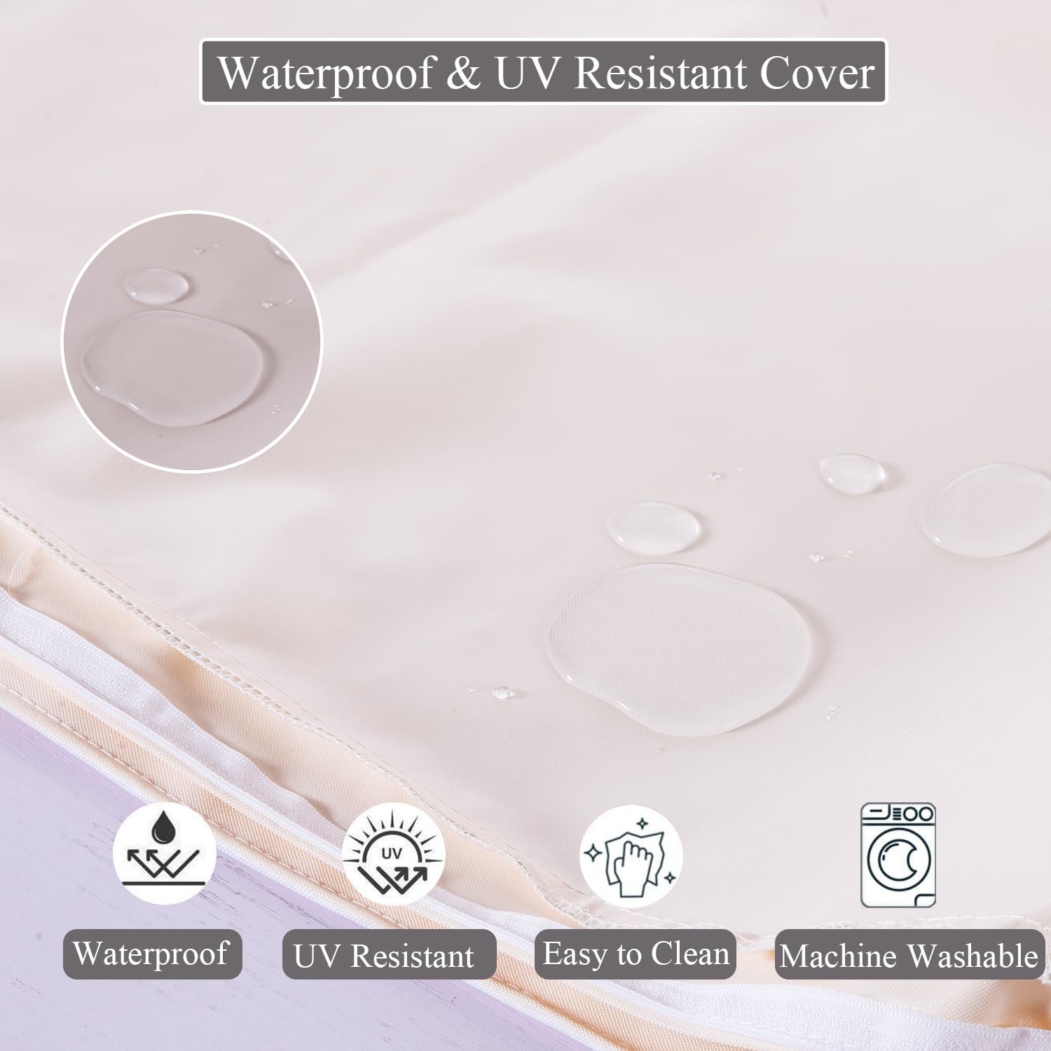 18.5 x 16 Inch Outdoor Chair Cushions for Patio Furniture, UV Resistant Non Slip Waterproof Replacement Patio Seat Cushion with Ties Set of 2, Beige