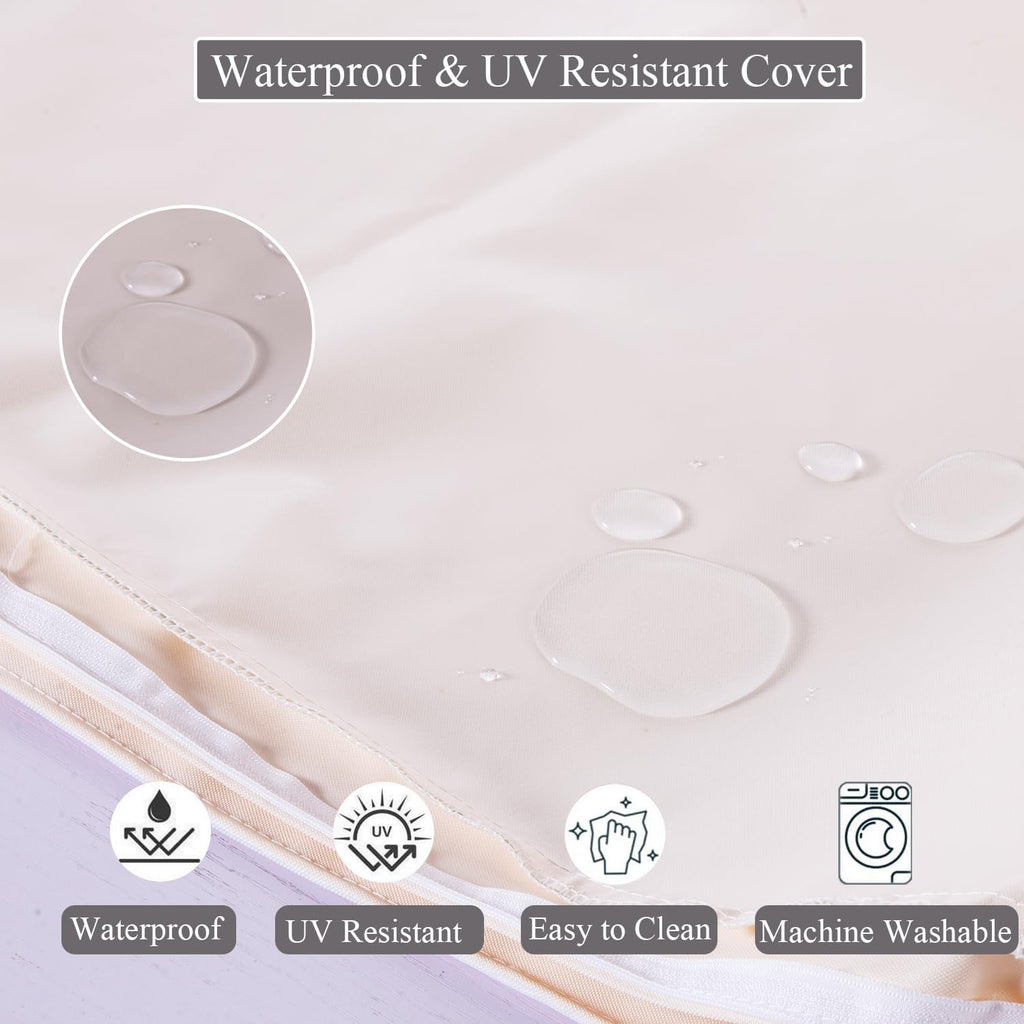 SAMTY 20 x 18 Inch Outdoor Chair Cushions for Patio Furniture, UV Resistant Non Slip Waterproof Replacement Patio Seat Cushion with Ties Set of 2, Beige