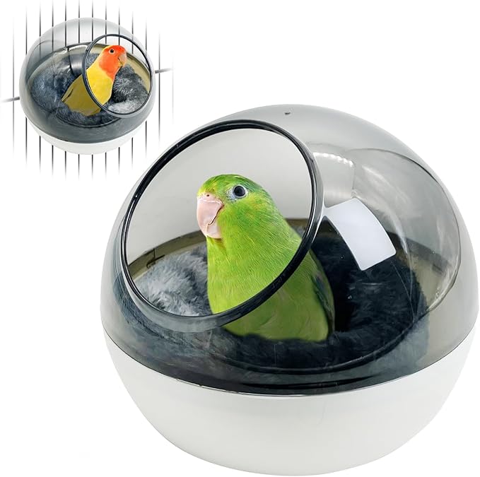 kathson Plastic Bird Nest Chewproof Small Bed with mat Hanging House Hut Bird Cage Breeding Hatching Nest Washable Parakeet Nest for Parrot Budgie Love Bird Canary (Grey)