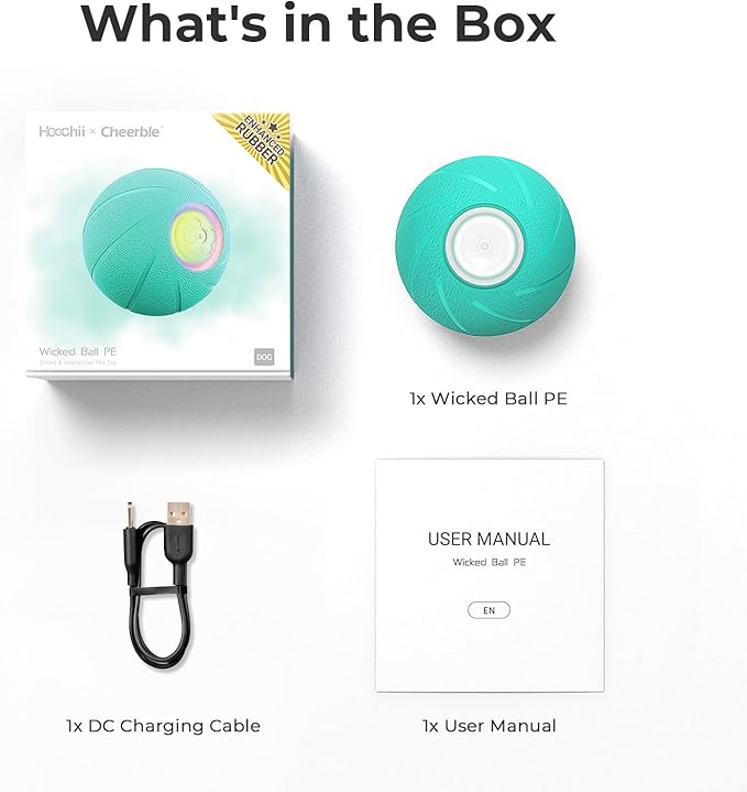 Interactive Dog Toys, Wicked Ball PE, 3 Interactive Modes,Enhanced Rubber Active Rolling Dog Toy with LED Lights for Medium Large Dogs, Motion-Activated Dog Stimulation Toy for Boredom Relief