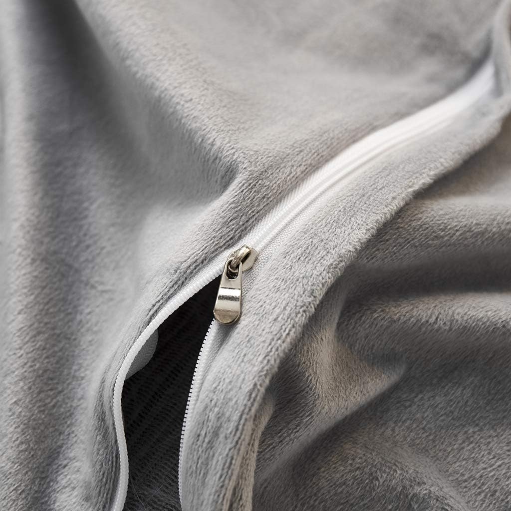 Uhamho Set of 2 Standard Faux Fur Throw Pillow Covers Soft Velvet Decorative Pillowcases Zipper Closure (Light Gray, 20"x26")