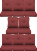 8-Piece Outdoor Patio Cushion Set - Fade & Water Resistant with Removable Olefin Cover, 22x24x4 Inch Memory Foam Cushions for Wicker Sectional Sofa – Red/Buckle